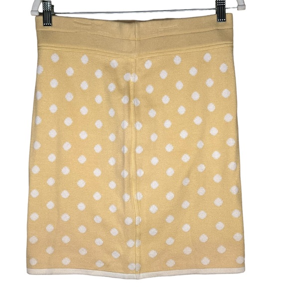 Escada Cotton Knit Buttery Yellow & White Polka Dot Pull On Skirt EU Size 36=S - Picture 5 of 13